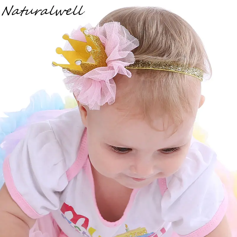 Naturalwell повязка на голову с короной для малышей милая волос маленьких девочек