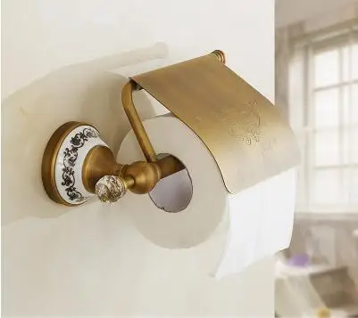 Полностью бронзовая Антикварная вешалка для полотенец синий и белый цвет