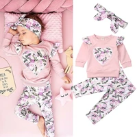 pudcoco newborn baby girls flower long sleeve tops leggings pants tracksuit headband outfits 3pcs clothes set 0 4tclothes