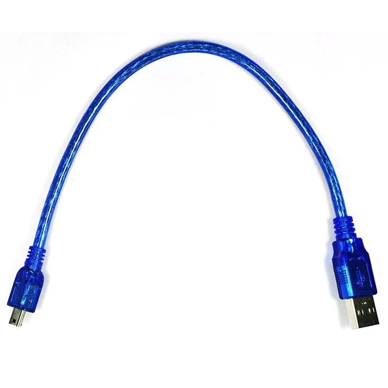 Синий короткий USB 2 0 A штекер мини 5 Pin B кабель для зарядки данных Шнур адаптер 30