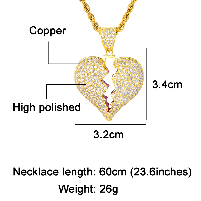 Bling Iced Out tennnnis цепочка с сердечком из меди полная горного хрусталя подвеска и