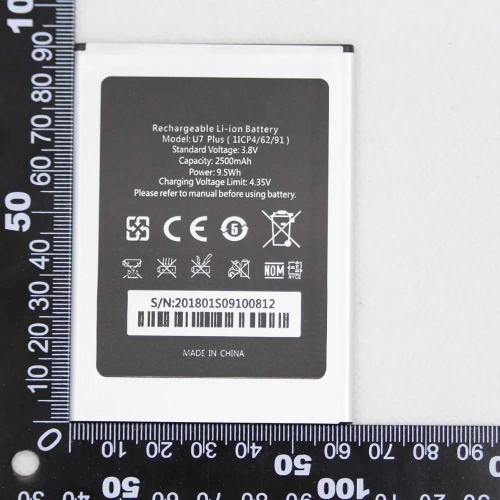 

Аккумулятор ISUNOO для Oukitel U7 PLUS 1ICP4/2500, 62/91 мАч