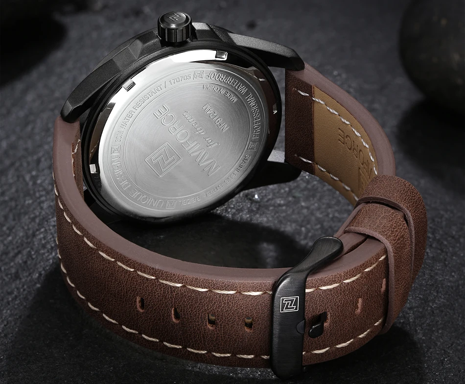 NAVIFORCE Топ люксовый бренд Мужские часы Мужские кварцевые часы мужские кожаный ремешок армейские военные виды спорта часы Relogio Masculino