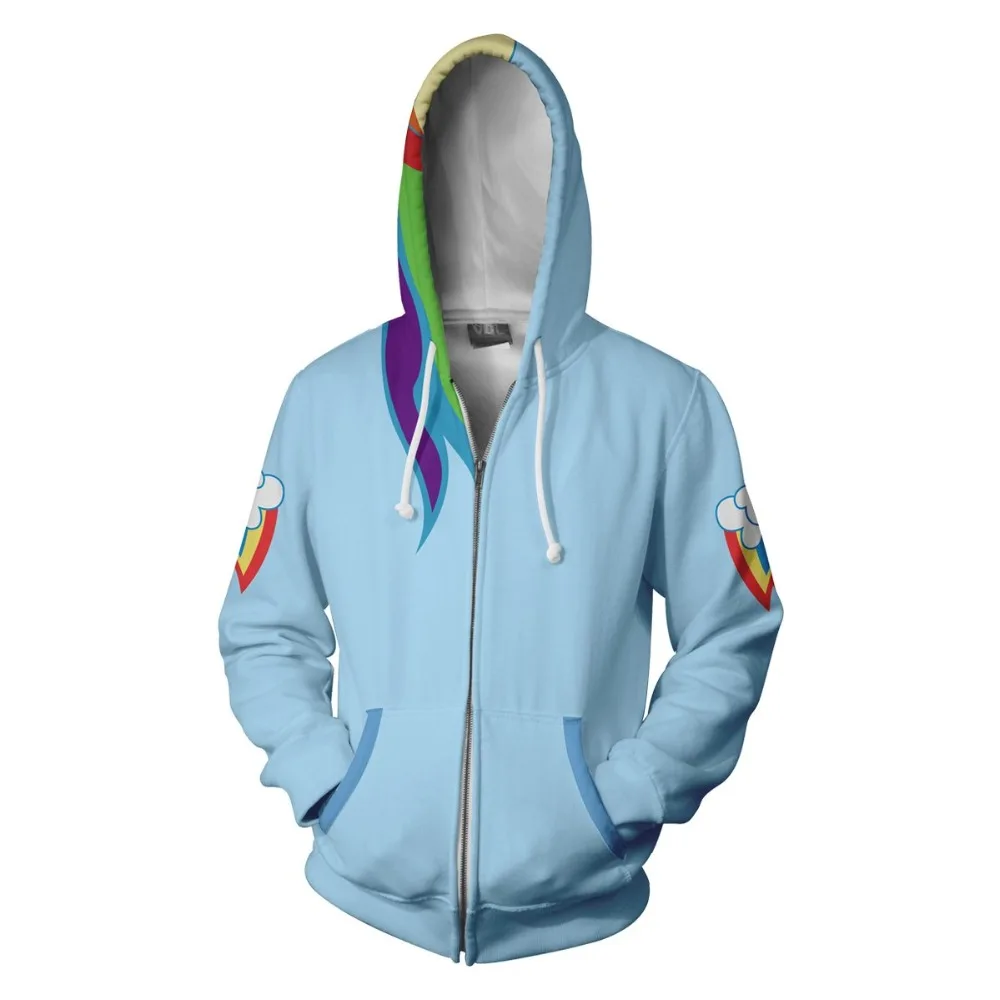 Rainbow Dash Cosplay Costumes Princess Luna Hoodie 3D Print zip Sweatshirt Mens Women Animation cartoon Hoodies Jackets | Тематическая