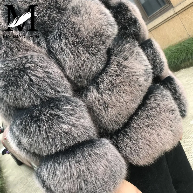 Женская шуба из натурального Лисьего меха с воротником лисьего пальто длинными