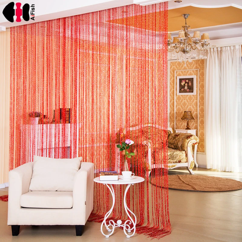 Solid Color String red curtains thread Widow Panels Screen House Curtains line curtain Room Blinds silver 246B | Дом и сад