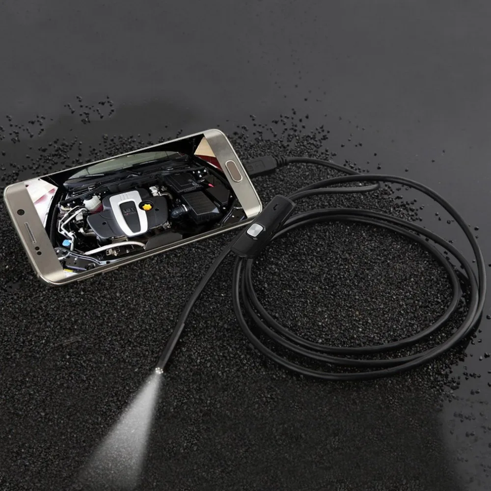 Черный 6 LED 7 мм объектив кабельный эндоскоп камера водонепроницаемый мини USB