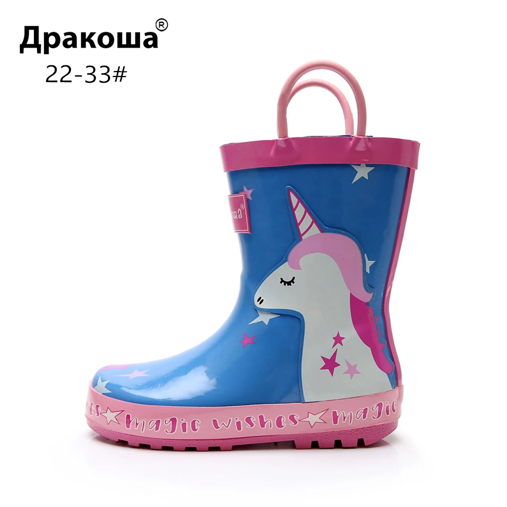 Apakowa/резиновые непромокаемые сапоги для мальчиков и девочек с рисунком динозавра