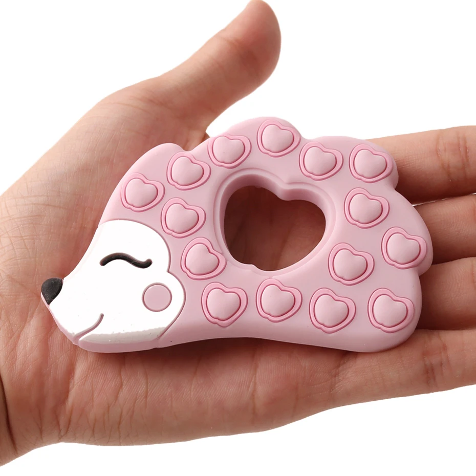Mordedor de silicona de grado alimenticio para beb&eacute;, mordedor de dentici&oacute;n para beb&eacute;, juguete de regalo de erizo, porcupina, sin BPA, 1 ud.-5