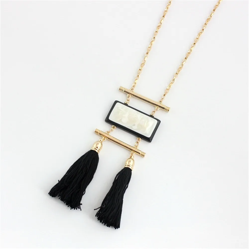 Xq с бесплатной доставкой новый модный длинный черный волнистый ожерелье