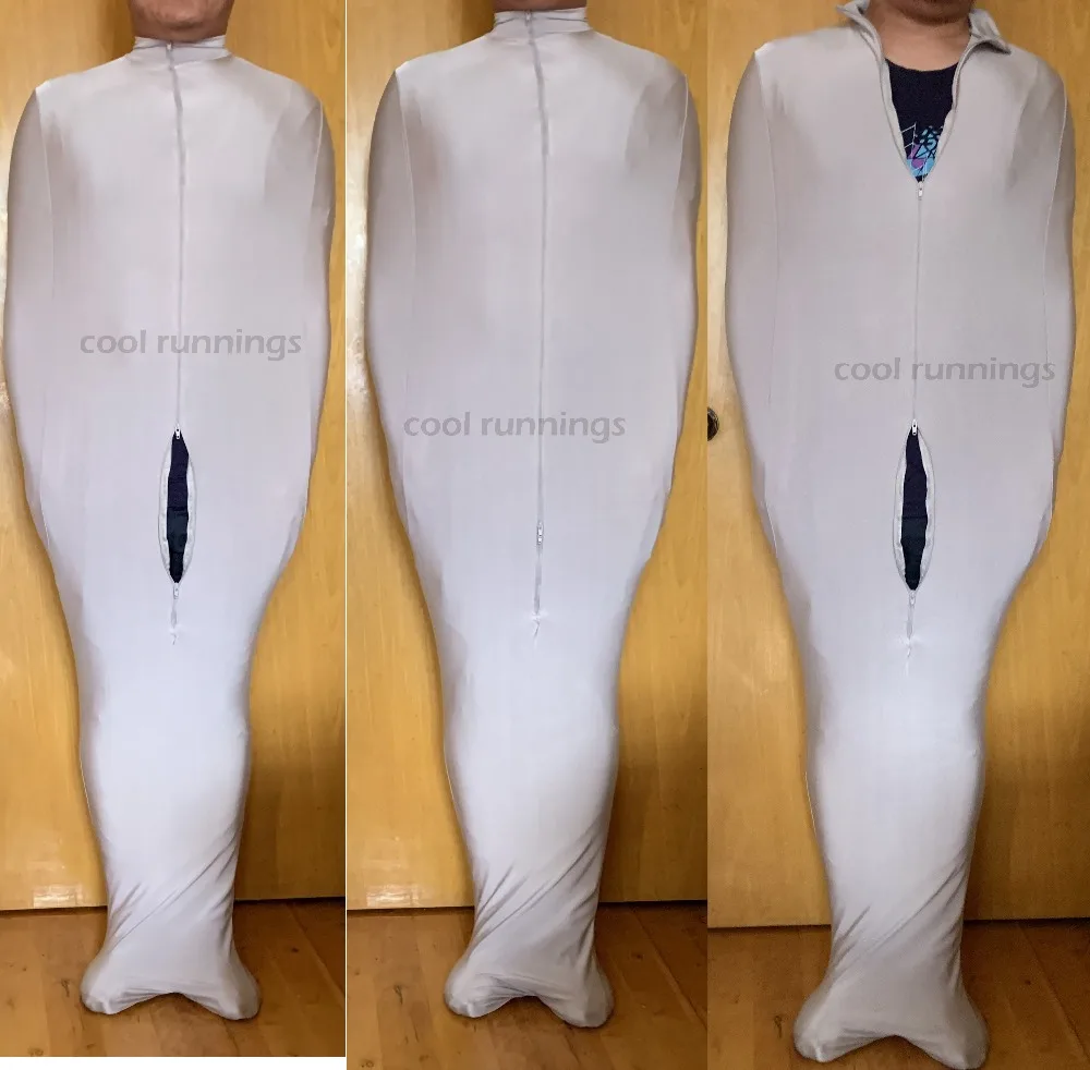 Мамина без головы унисекс с трехсторонней молнией Zentai костюмы из спандекса
