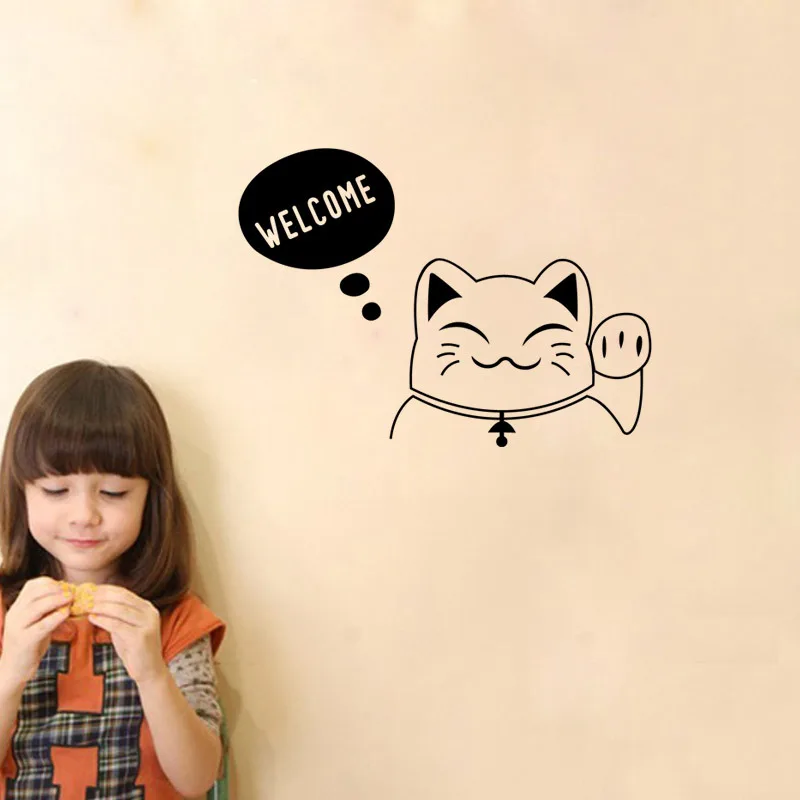 Наклейка на стену с изображением из мультфильма Lucky Cat Виниловая наклейка для
