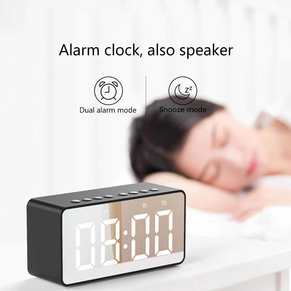BT506 светодиодный зеркальный будильник часы с беспроводной Bluetooth динамик поддержка Aux TF USB музыкальный плеер беспроводной для офиса спальни