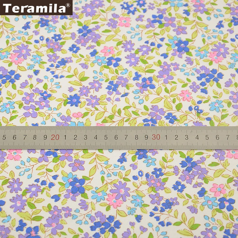 News 100% Cotton Fabric Twill Fat Quarter Purple and Blue Floral Designs Home Textile Material Patchwork Sewing Tecido | Дом и сад