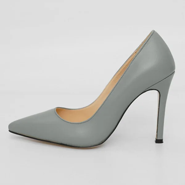 Grey Pumps Женская обувь на высоком каблуке; Брендовые женские туфли-лодочки с острым носком; Офисная Женская обувь для работы; модельная обувь; сезон весна-лето; женские туфли-лодочки размера плюс - Цвет: Grey Pumps