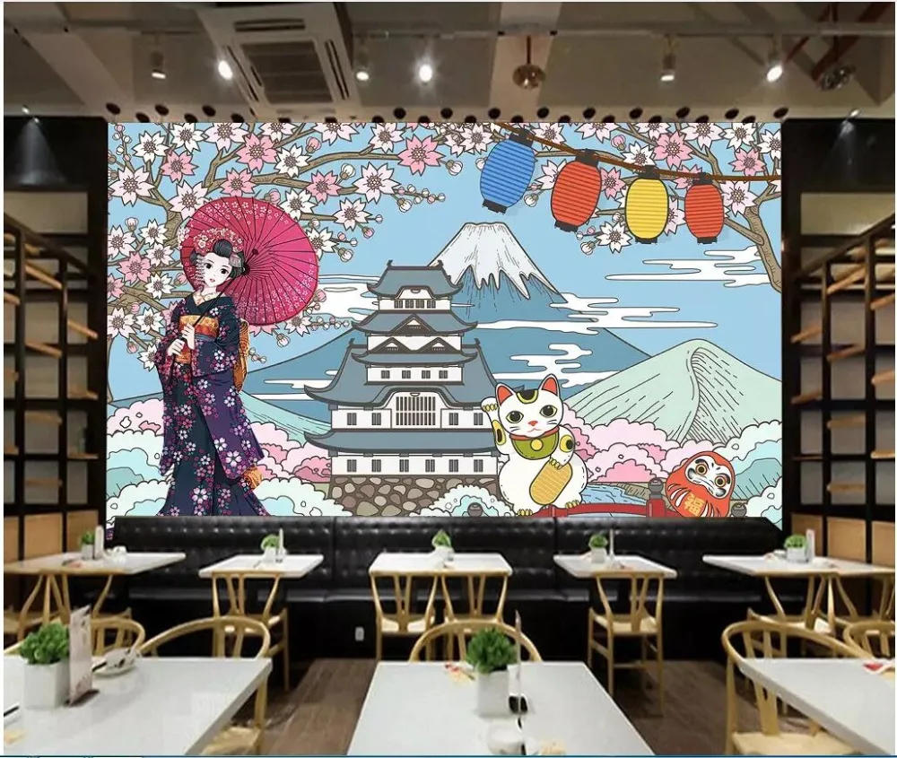 

3d photo wallpaper custom mural Japanese kimono beauty restaurant sushi living room wall 3d wall murals wallpaper for walls 3 d