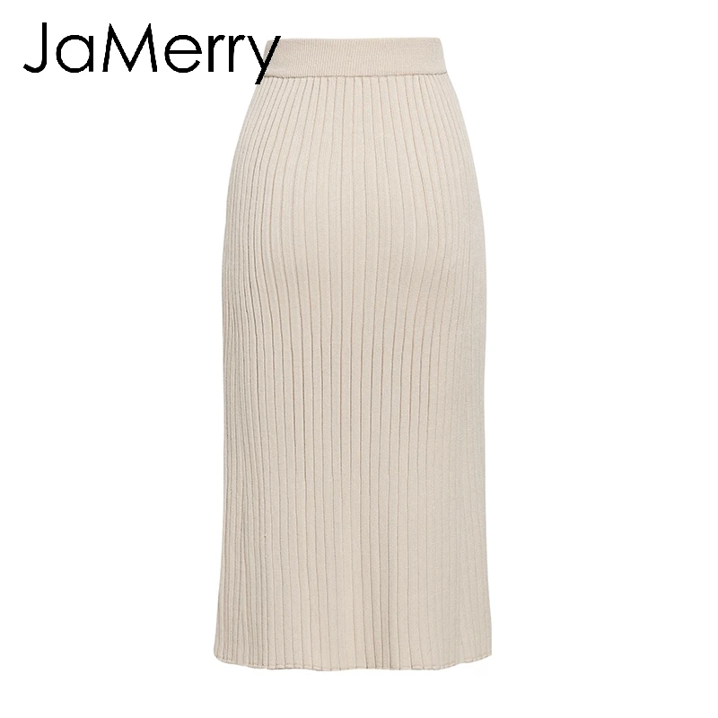 Женская винтажная трикотажная юбка на пуговицах JaMerry однотонная миди-юбка