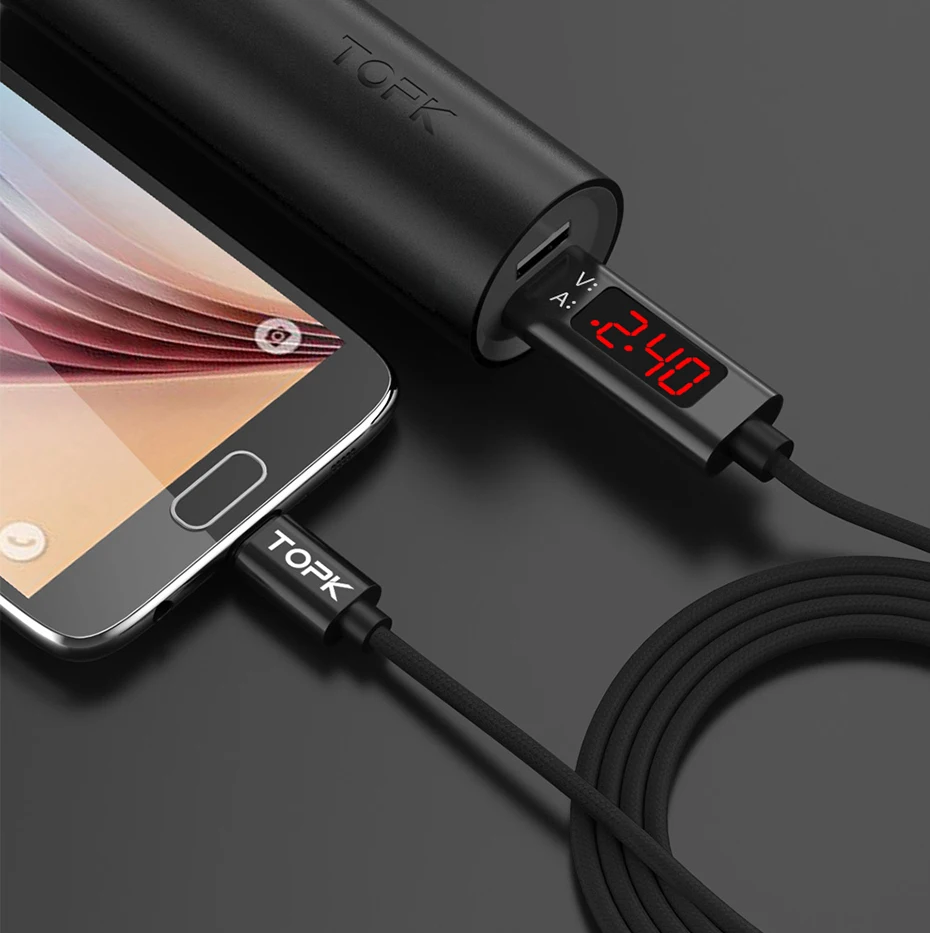 TOPK 3A Micro USB кабель usb type C кабель для samsung Xiaomi Быстрая зарядка кабель usbc и цифровой дисплей кабель для мобильного телефона