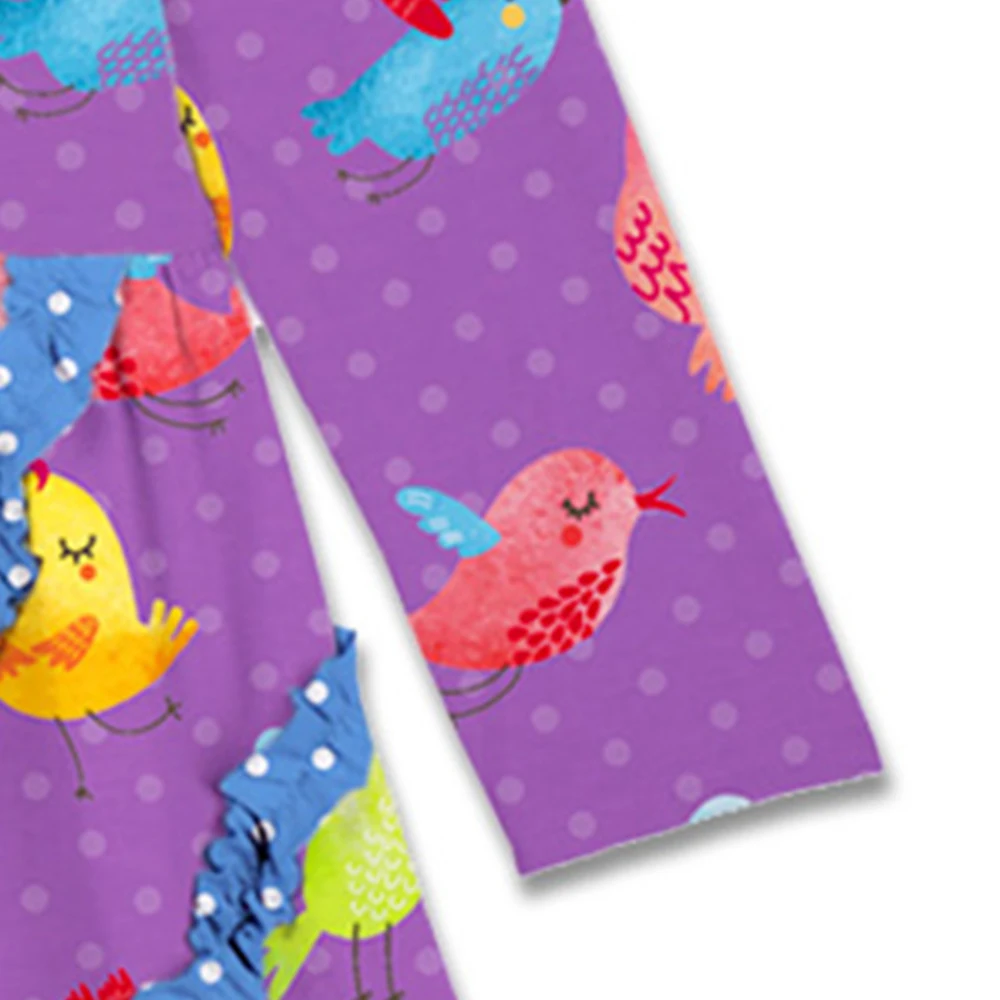 Sunshine Swing Purple Chidren Girl A-line Dress Long Sleeve Cartoon Bird Printed Kids Princess Clothing | Детская одежда и обувь