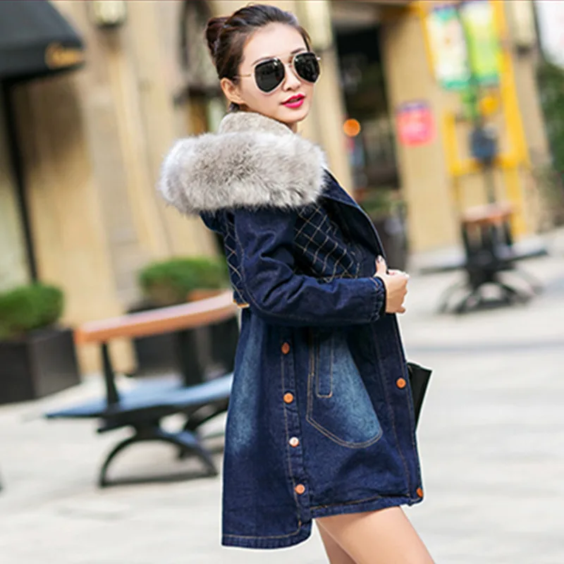 New Winter Woman Coat Parka Casual Outwear Fashion Hooded Denim Jacket Women Cotton Coats Women's Clothing Manteau Femme | Женская