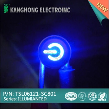Free shipping 12V tact switch LED illuminated with customized icons tactile blue and button |