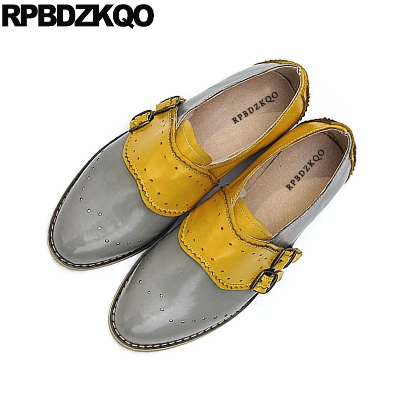 

Vintage Women Oxfords Shoes Slip On 2021 China 12 44 Patent Leather British Style Size 42 Rivet Genuine 11 Large Flats Round Toe