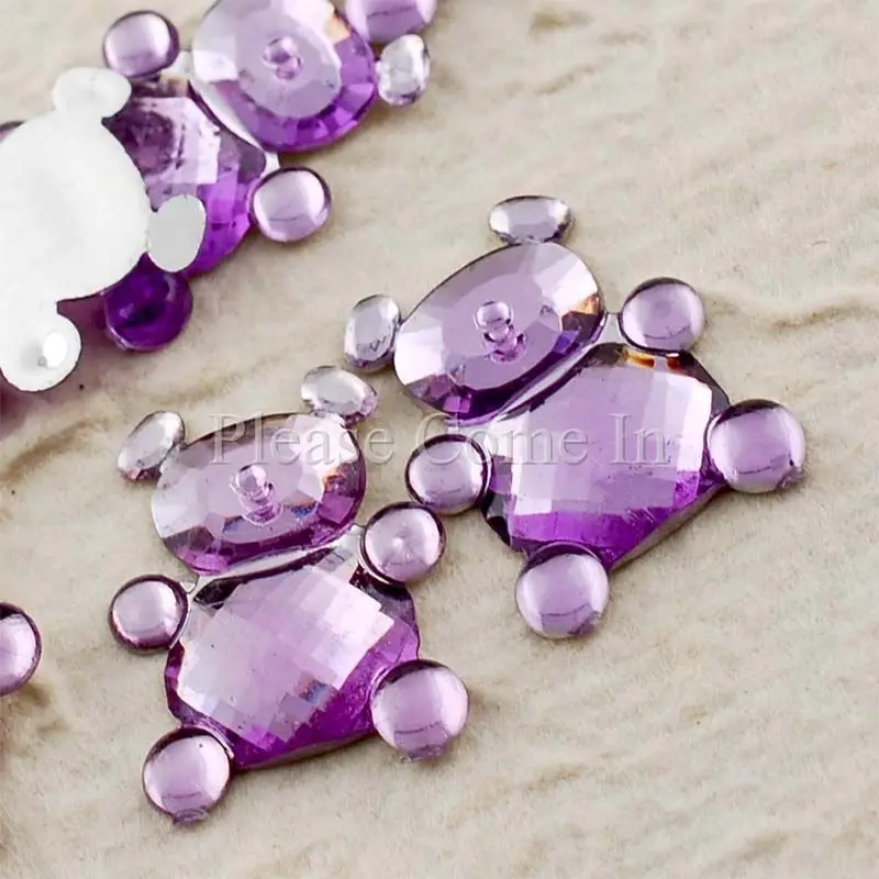 100 шт./лот 15X12 мм акриловые Тедди Кристальный Медвежонок Стразы Baby Shower пользу стол Разбрасывать Конфетти для девочек и мальчиков Показать украшения ногтей