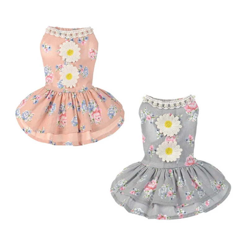 Новая летняя одежда для собак с принтом собаки кошки пачка платье маленьких