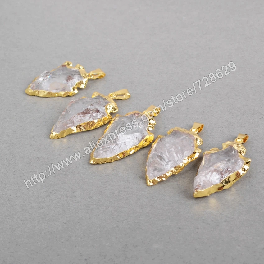 BOROSA 5 шт./лот стрелы золотой цвет белый кварцевый кулон из бисера ювелирные