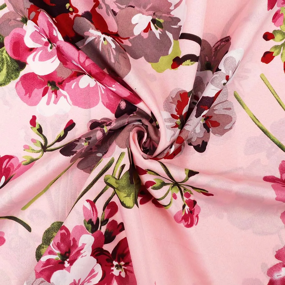pink 45*150 см тонкая ткань полиэстер ткань с цветочным принтом Великолепная ткань DIY платье одежда роскошный мягкий домашний текстильный занавес материал - Цвет: pink