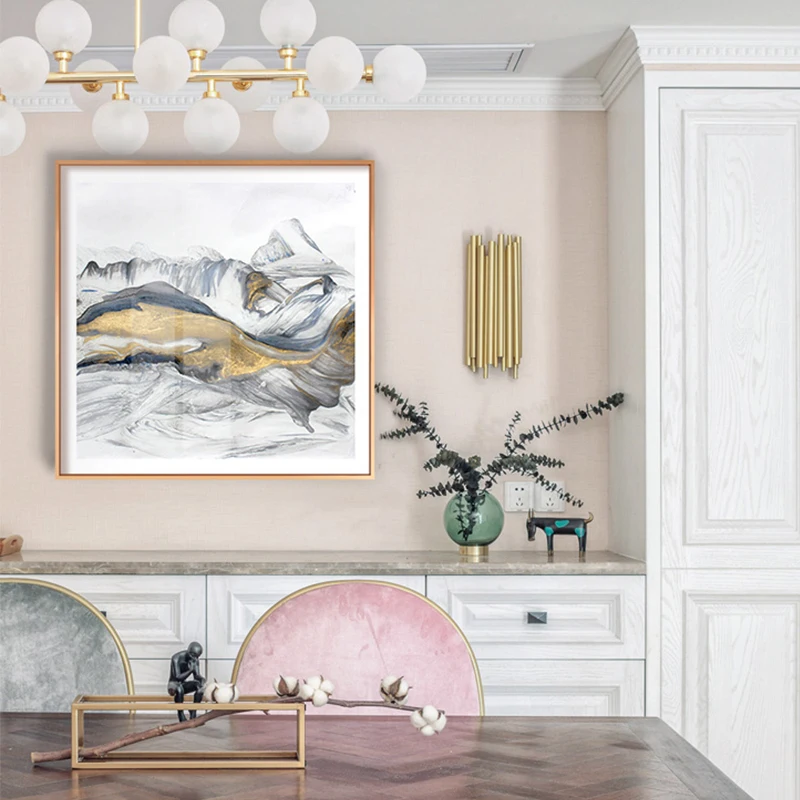 

Abstract Golden Silver Mountain Canvas Painting Modern Posters and Prints Minimalism Wall Art Picture for Living Room Home Decor