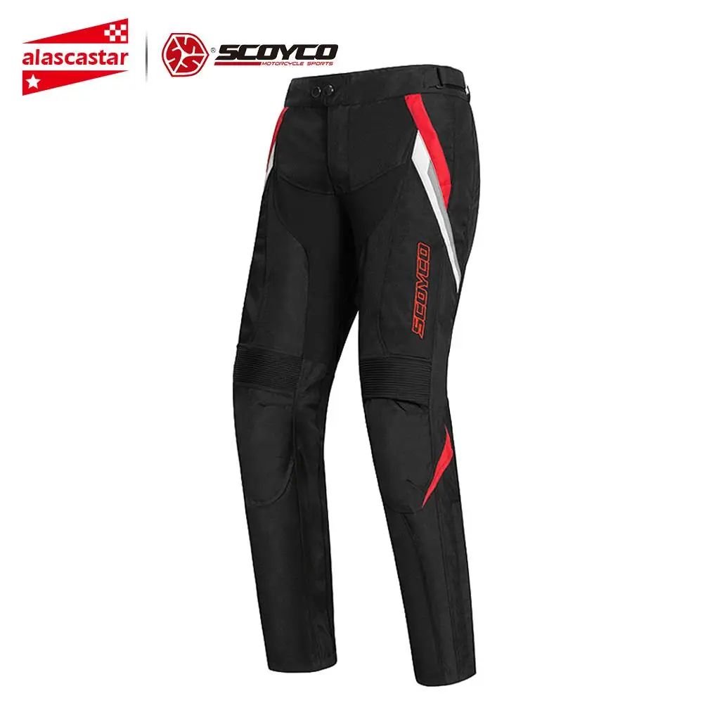 black red pants SCOYCO, мотоциклетная куртка, летняя, Chaqueta, мотоциклетная куртка, защитное снаряжение, светоотражающий, для мотокросса, куртка для езды, мотоциклетная Броня - Цвет: black red pants