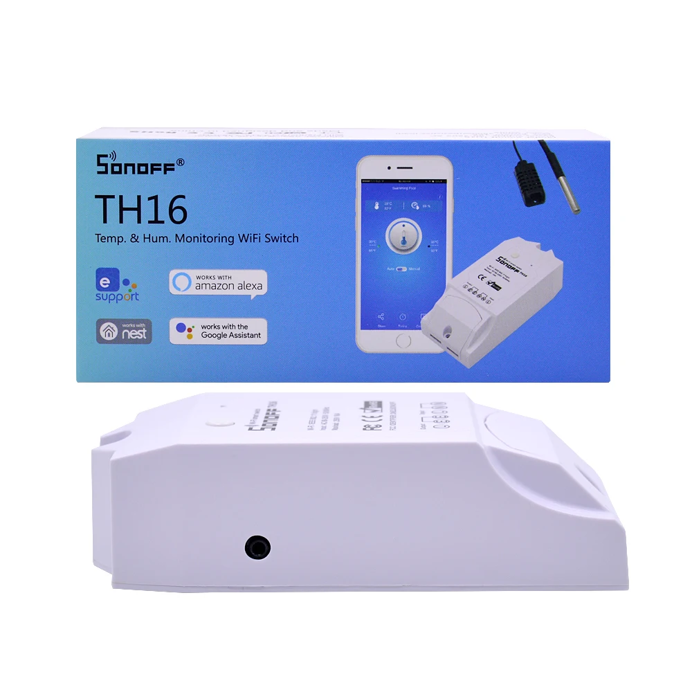 Умный Wi Fi выключатель Sonoff TH16 с мониторингом температуры влажности смарт набор