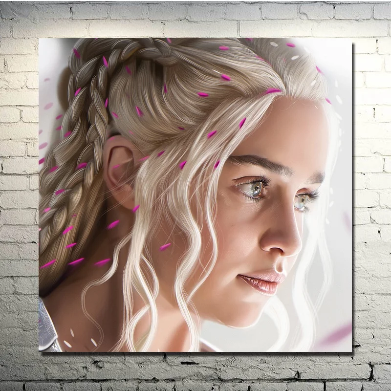 Emilia Clarke в стиле шелковая ретро плакат из ткани и печать Настенная картина Картина