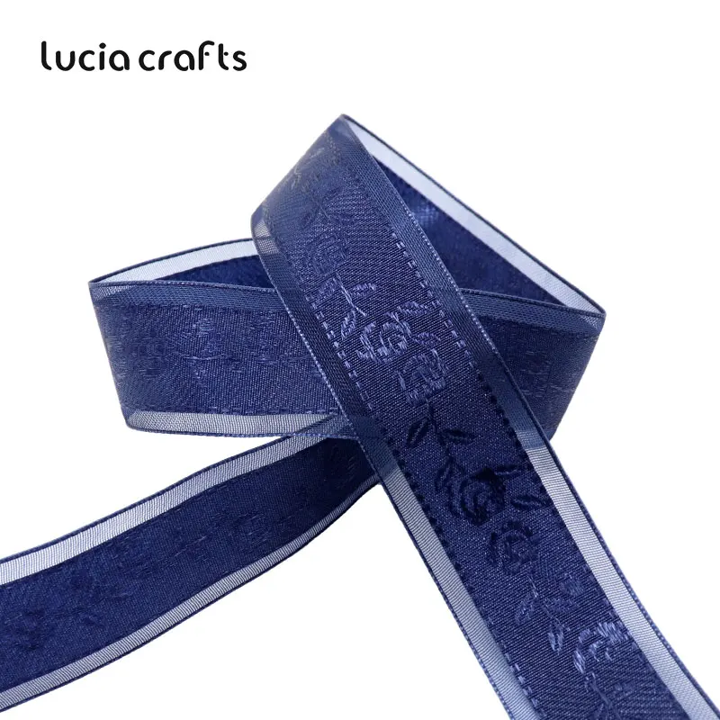 C5 Navy blue 5y 5/6 ярдов 25 мм платье из органзы с цветочной вышивкой корсажная лента для кромки ленты DIY Швейные Головные уборы подарочная упаковка Свадебные украшения P0301 - Цвет: C5 Navy blue 5y