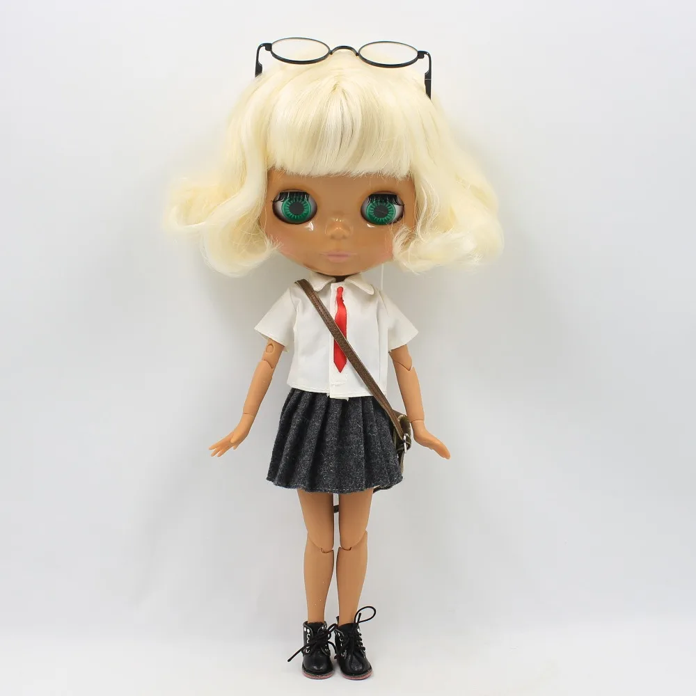 Ледяной DBS Blyth кукольный светильник с золотыми волосами и темной кожей тела bjd