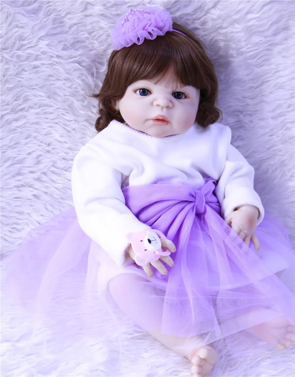 

Bebe girl reborn doll 23" full silicone dolls reborn princess BJD fashion doll toy gift curly hair bebe alive reborn bonecas