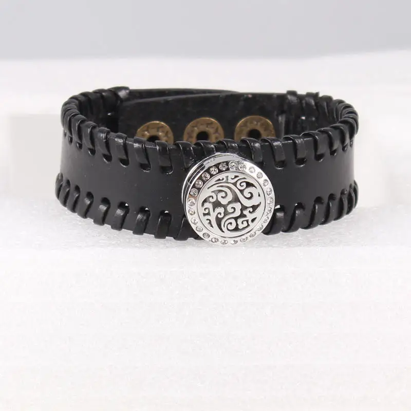 Стразы волны океана (20 мм) с кнопками кожаный браслет ароматерапия/эфирный