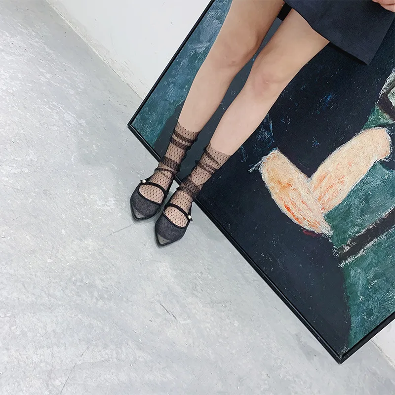 2019 весенние и летние модные ультратонкие сетчатые женские носки Han Fan пикантные |