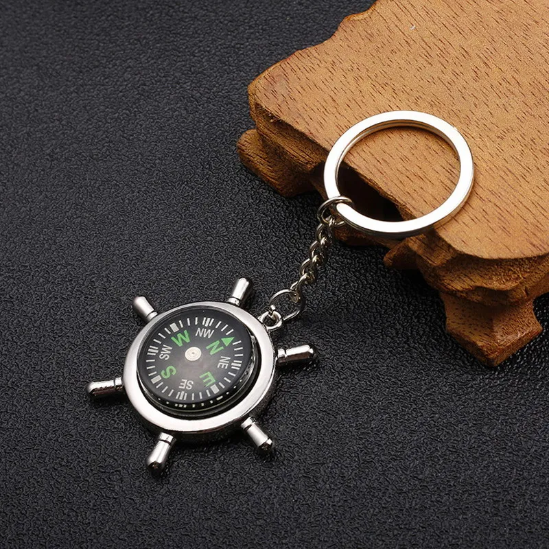Модный Оригинальный брелок для ключей из сплава с компасом многофункциональная