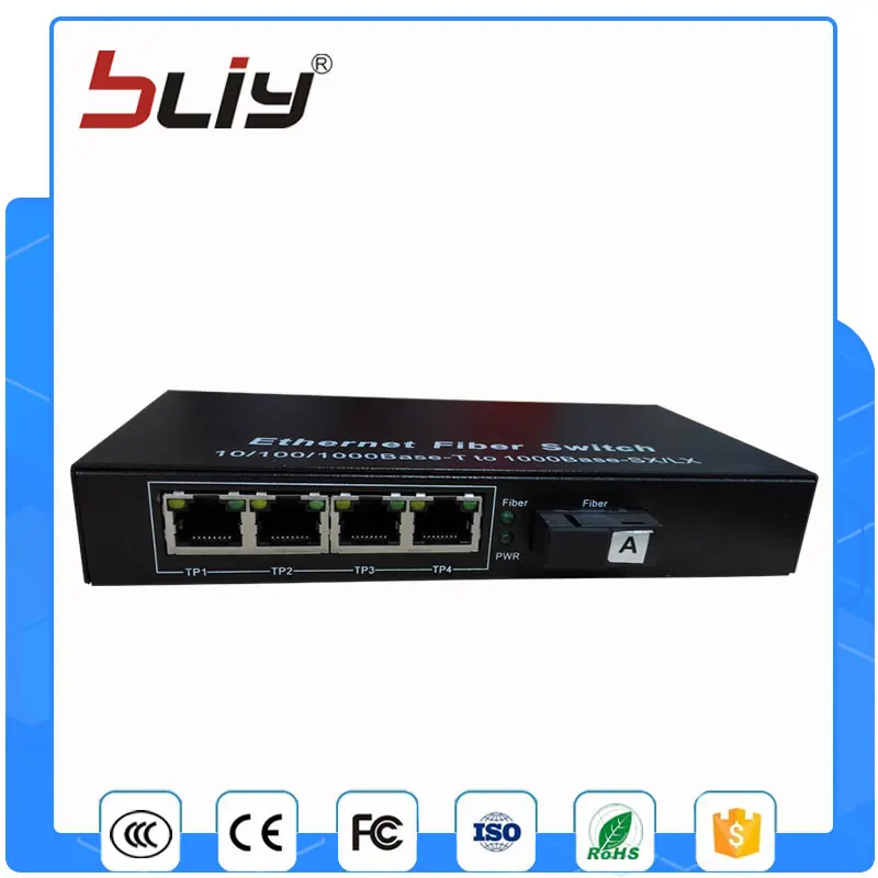 1G4E 10/100/1000 м одного волокна режим разъем SC 1310/1550nm гигабитный коммутатор fiber с 4 RJ 45