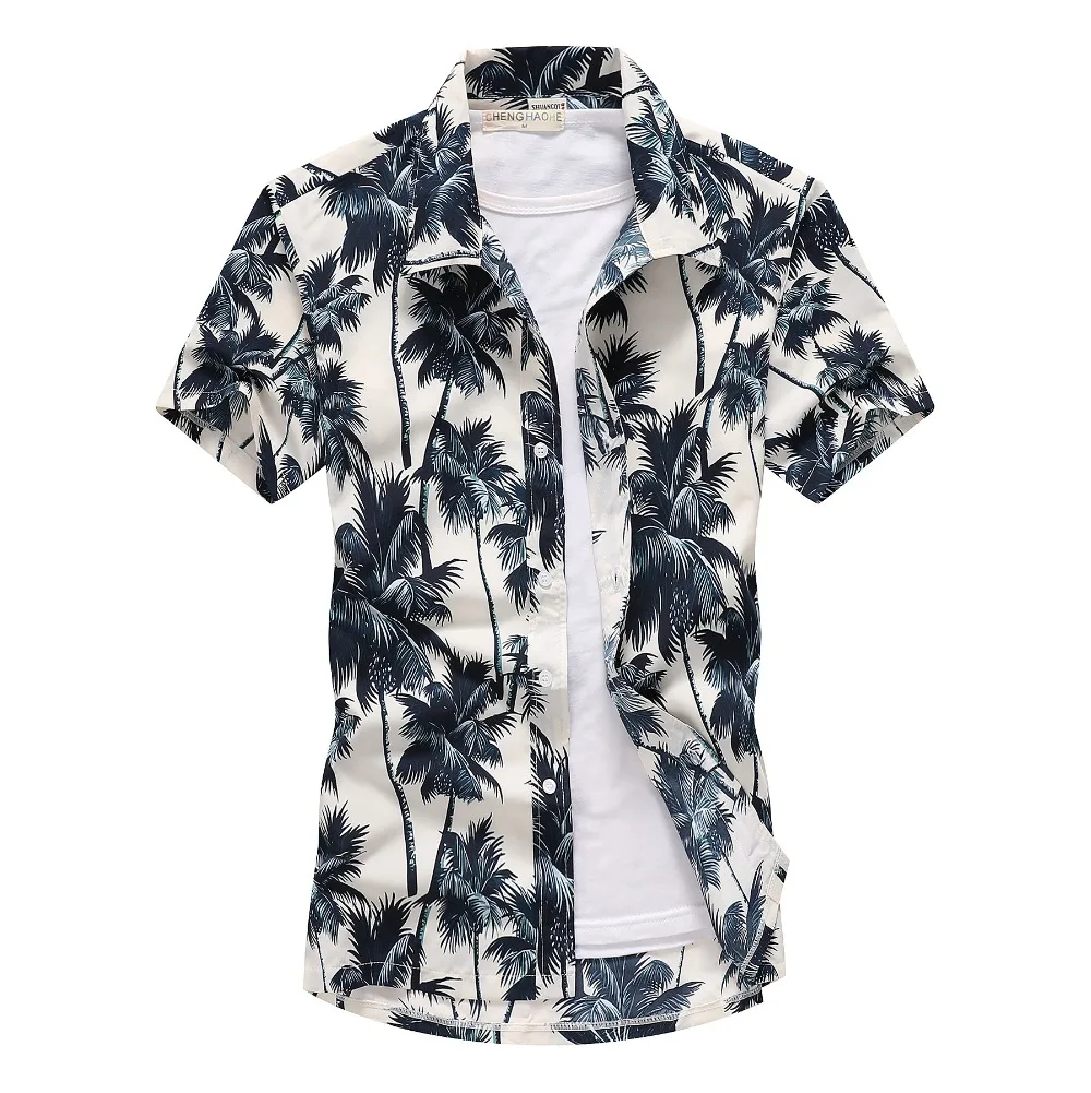 Мужская гавайская рубашка мужская повседневная camisa masculina с принтом пляжные рубашки короткий рукав Новинка азиатские SizeM-5XL