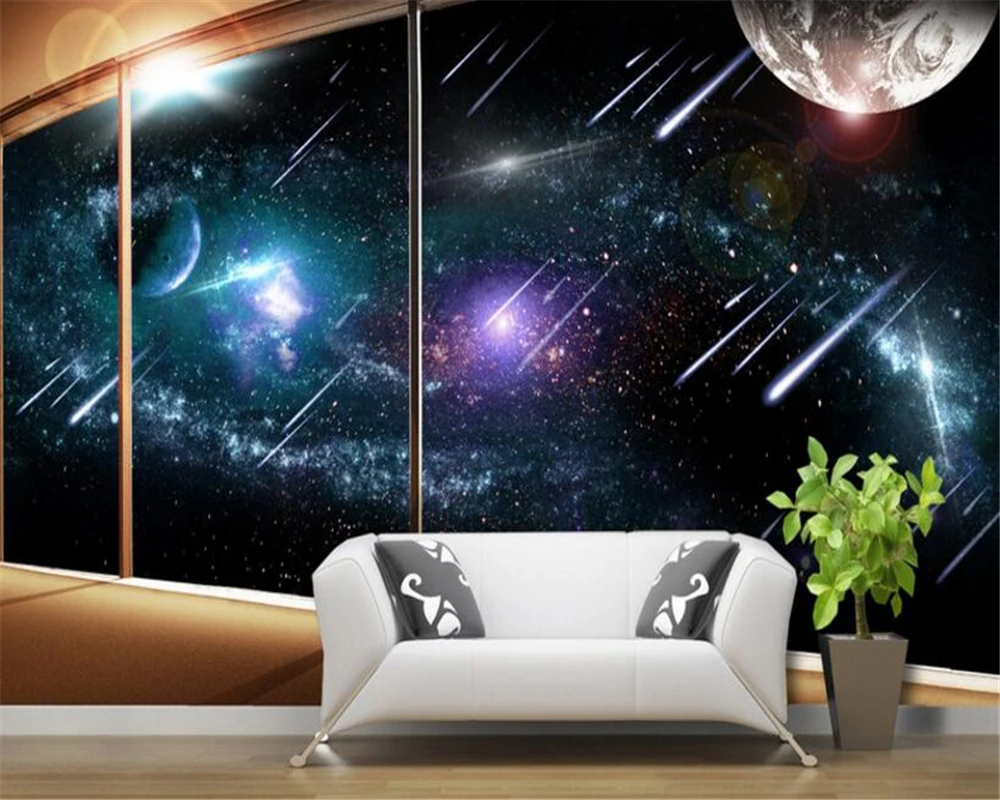 Обои beibehang современные индивидуальные обои метеоритный космос галактика желания