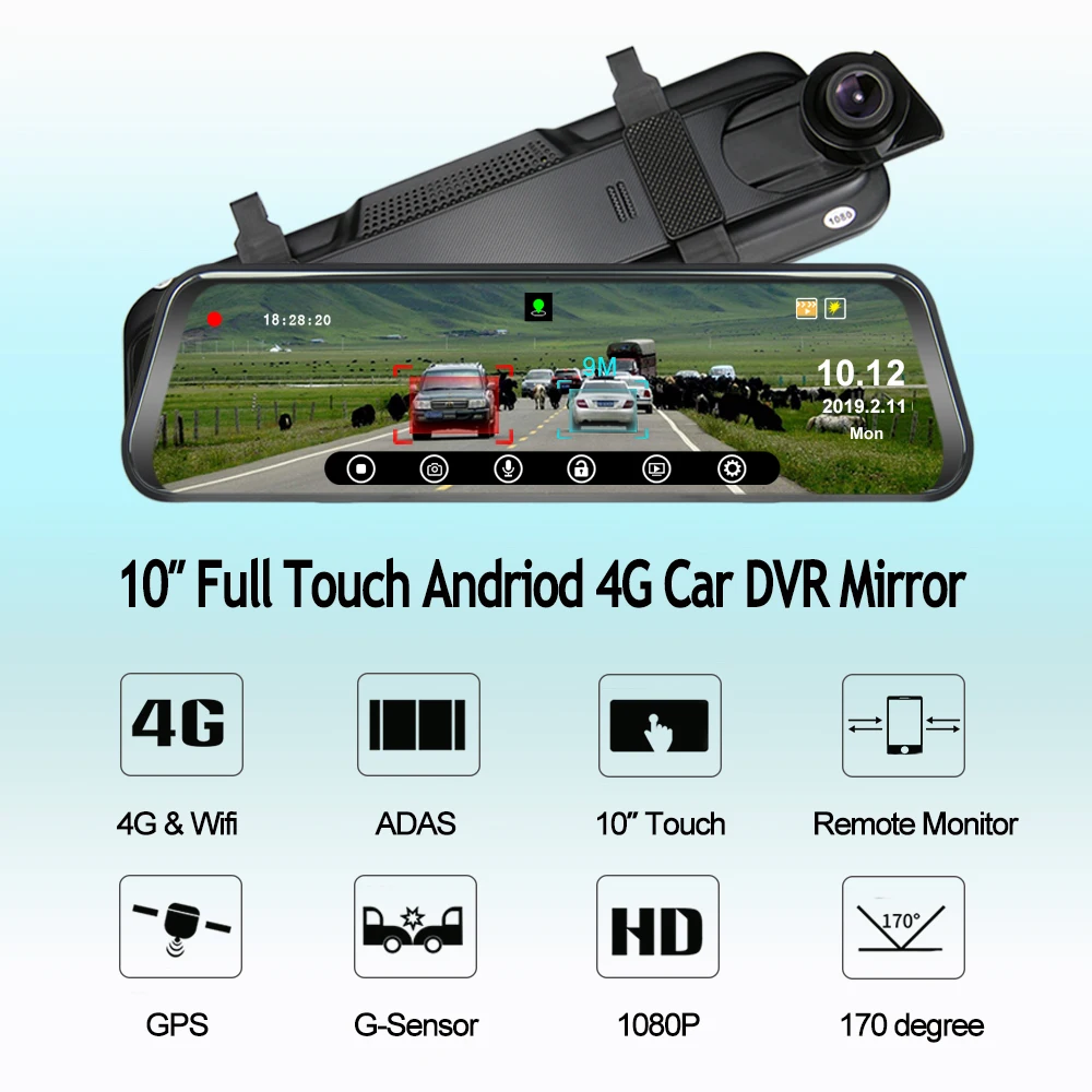 ANSTAR Новинка 4G Android DVR Dash камера HD 1080P Зеркало Dvr Автомобильная камера рекордер ADAS системы сигнализации Dash Cam ночное видение