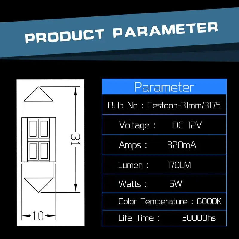 Светодиодный сигнальный фонарь автомобильный светильник s T11X31 C5W C10W 12V