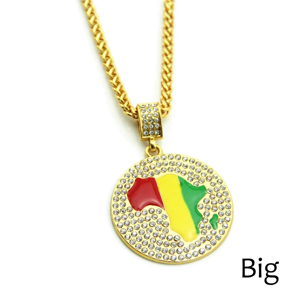 Iced Out Bing кулон Карта Африки ожерелье для женщин мужчин золото Цвет Эфиопский