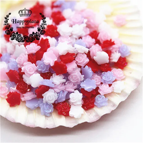 1mix colors 500pcs 500 шт 5 мм красный/розовый/белый/фиолетовый/синий полимерный Блестящий маленький цветок плоский с оборота Кабошон DIY Ювелирные изделия/ремесло/украшение ногтей - Цвет: 1mix colors 500pcs
