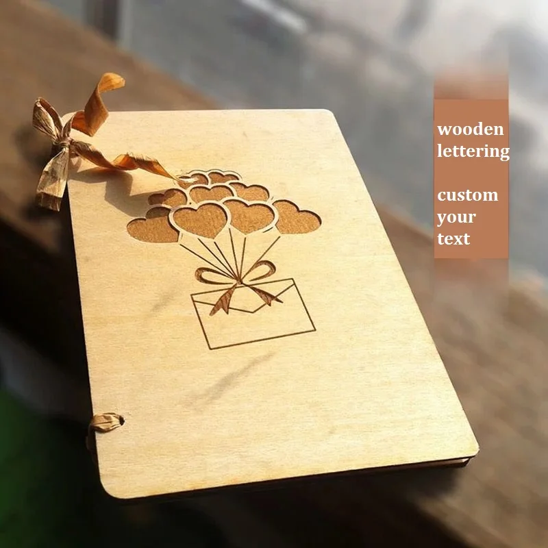 Бесплатная доставка 1 шт. открытка на день рождения с деревянной надписью заказ