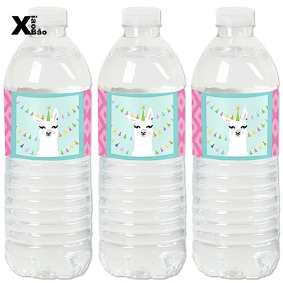 Water Bottle Label 6 Альпака лама Тема Бумажный Мешок тарелка посуда соломенная фольга латексный баннер из воздушных шаров игра игрушка Loot коробка день рождения принадлежности для детской вечеринки подарок - Цвет: Water Bottle Label 6