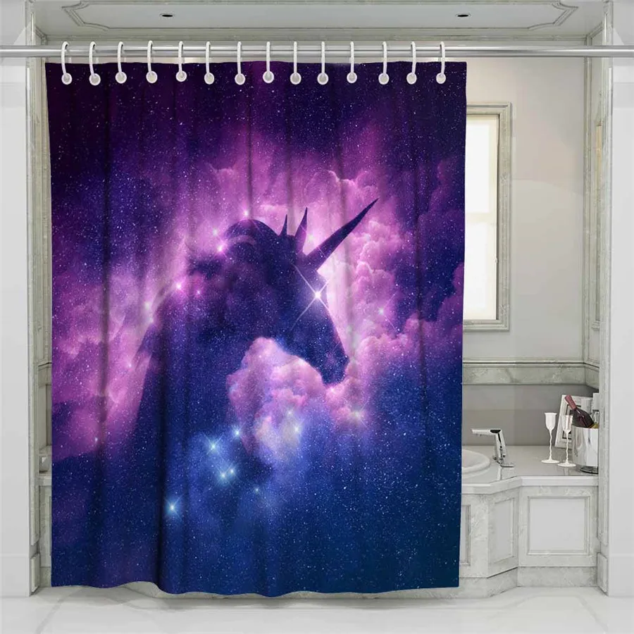 3D Beach Unicorn Shower Curtain Bathroom Waterproof Polyester Printing Curtains for Bathroom Shower